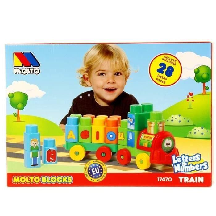 Construction Game - Molto - 122014 - Block Train - 28 Pieces - Multicolor