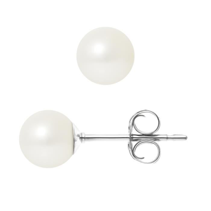 Earrings - PERLINEA - Freshwater Cultured Pearls 6-7 Mm - 925 Sterling Silver - Woman - AAA+
