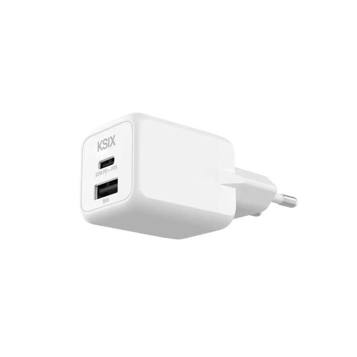 Charger - KSIX - BCD20GANACB - White - 1 X USB-C - 1 X USB-A - 20W