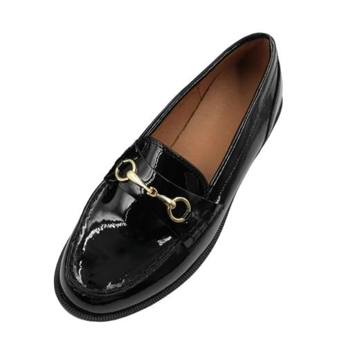 Where's That From Womens/Ladies Cielo Metal Bar Faux Leather Round Toe Loafers