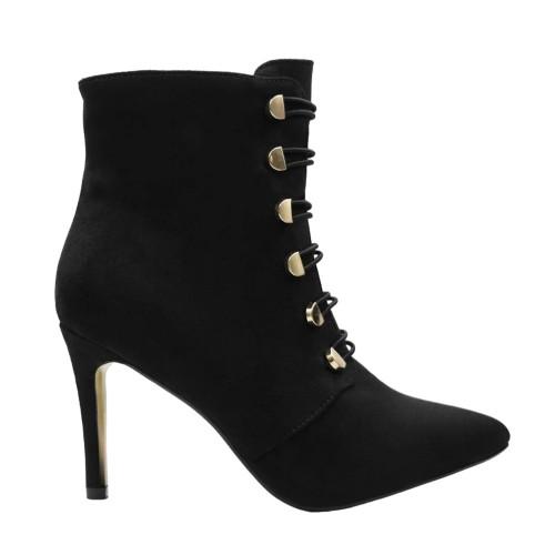Where's That From Womens/Ladies Blythe Faux Suede Pointed Button Detail Mid Heel Ankle Boots