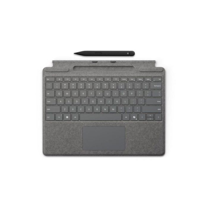 Keyboard Microsoft Surface Pro Signature Keyboard Platinum QWERTY Spanish Touchpad Alcántara