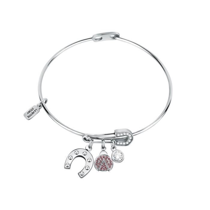 Bracelet - LA PETITE STORY - Horseshoe - White Brass - White Color