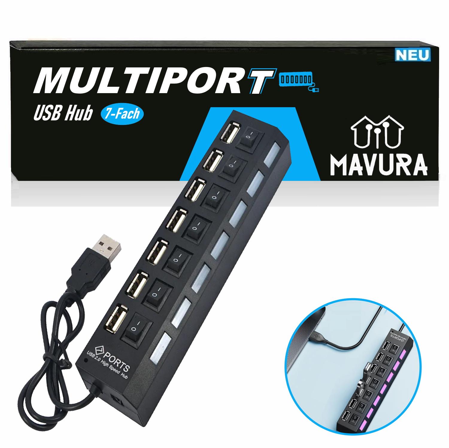 MULTIPORT USB Hub 7-way Port Splitter Adapter Superspeed Data Hub Distributor