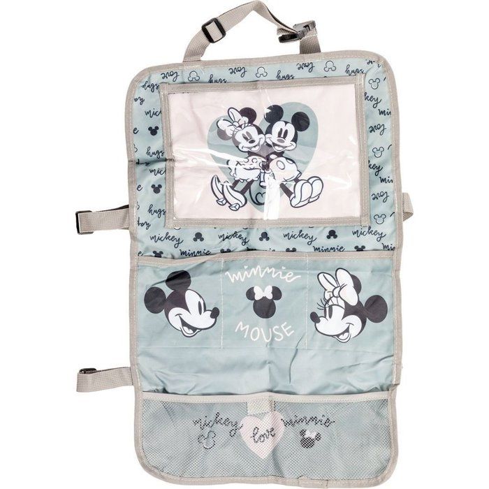 Tataway Disney Tablet Organizer for Kids Car Seat, Grey and Pink with Minnie and Mickey Mouse