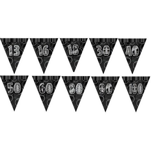 Unique Party Black & Silver Party Pennant Bunting