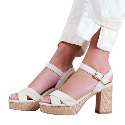 Where's That From Womens/Ladies Volume Suede Crossover Strap Platform Block High Heels