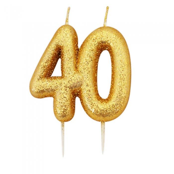 Anniversary House Metallic Glitter 40th Birthday Candle