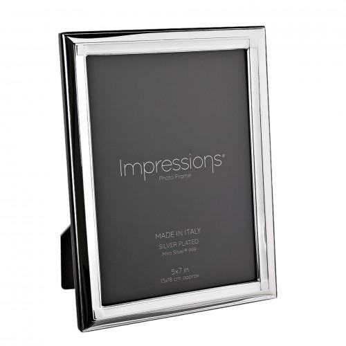 Impressions 999 Silver Narrow Classic Photo Frame 5 X 7 Wood Back Made In Italy