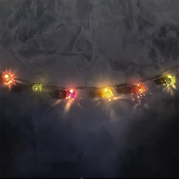 LED Garland In the Shape of Perforated Cubes Romantic Decoration