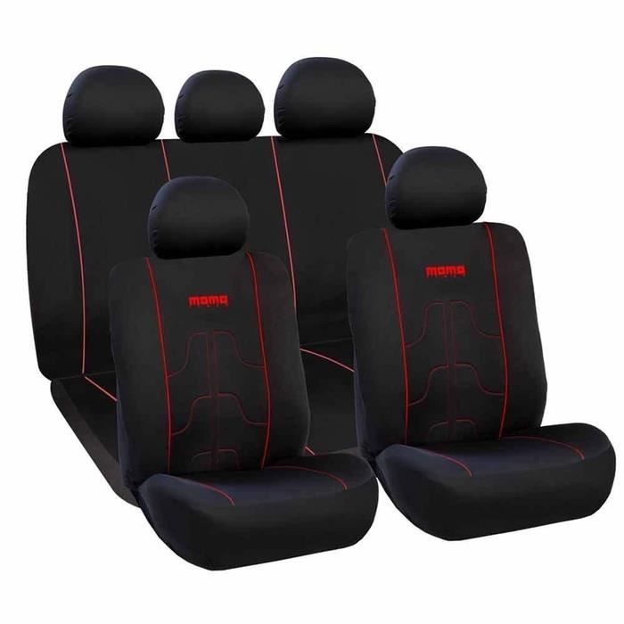Seat Covers - MOMO USA - 021 - 11 Pieces - Black/Red - Polyester