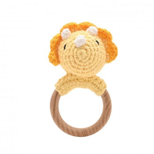 Petit Cheri Crochet Dinosaur Rattle - Triceratops