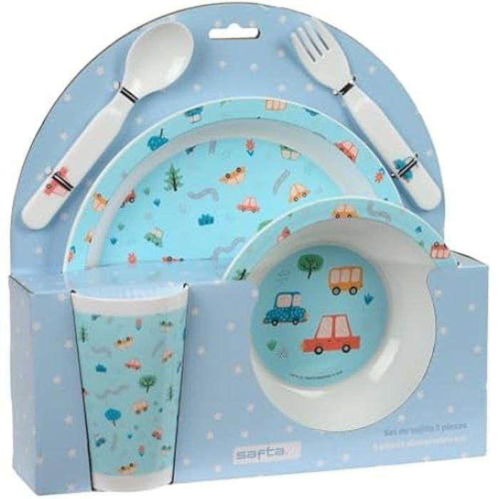 Plate and Cutlery Set - SAFTA - PREESCOAR CARS - 4 Pieces - Durable - Unique Design
