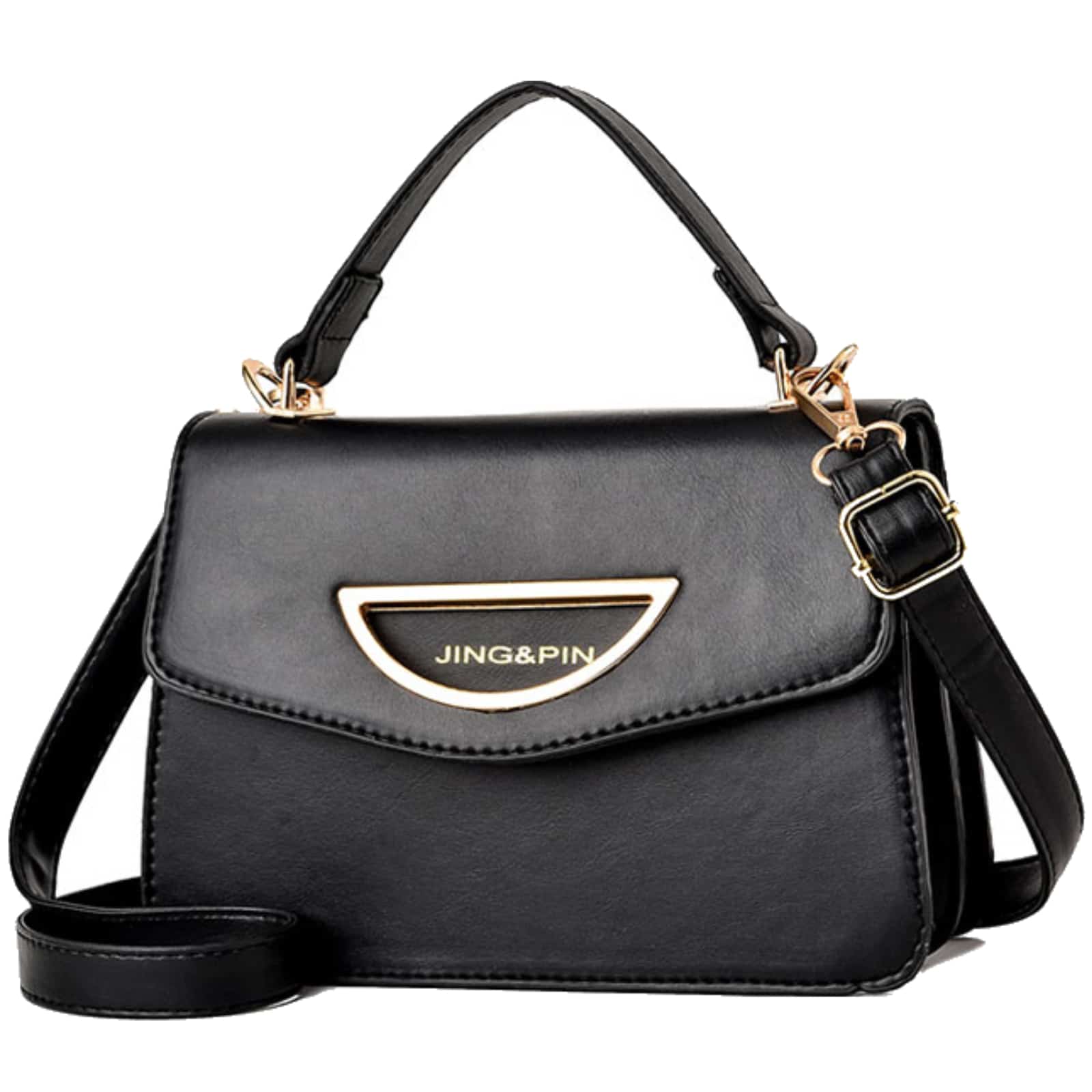 Shoulder Bag In Leather Look Black