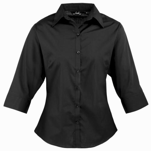 Premier Womens/Ladies Poplin 3/4 Sleeve Blouse