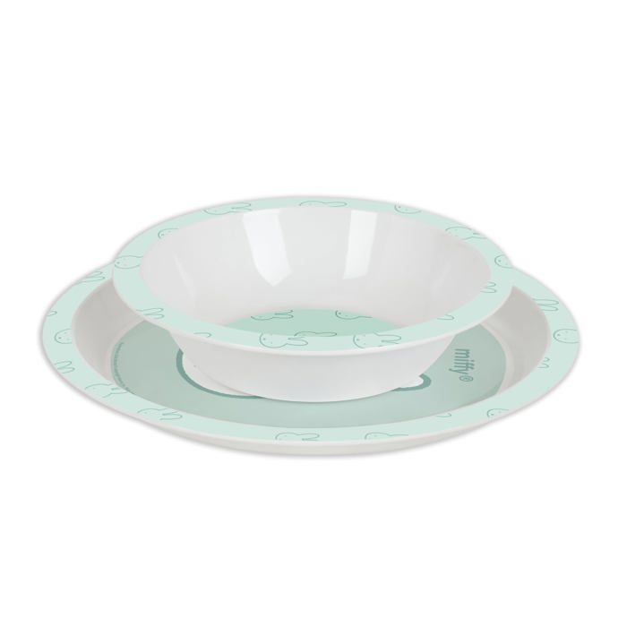 Set of Baby Plates and Cutlery - Safta - Mint - Deep Plate - Flat Plate - Spoon - Fork