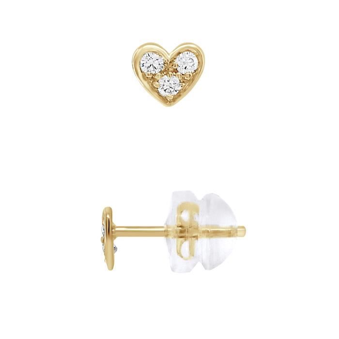 Earrings - LÉA &; ARTHUR - Heart - 375 Yellow Gold - Zirconium - Child