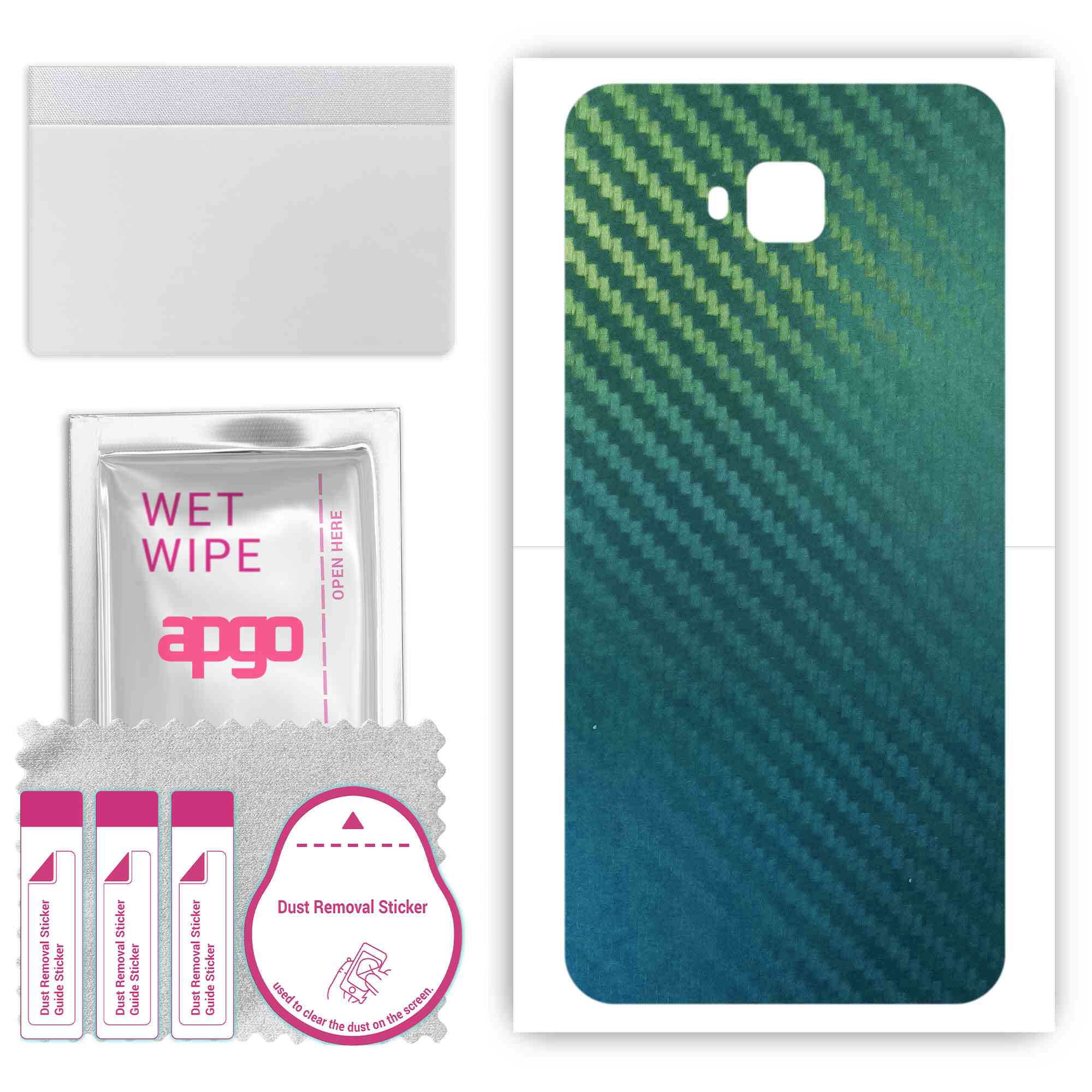 apgo Protective Skin Sticker for the Back Compatible with Asus Zenfone 4 Selfie ZB553KL, Wrap Film, Foil, Vinyl - Pattern Carbon Chameleon CAKA1