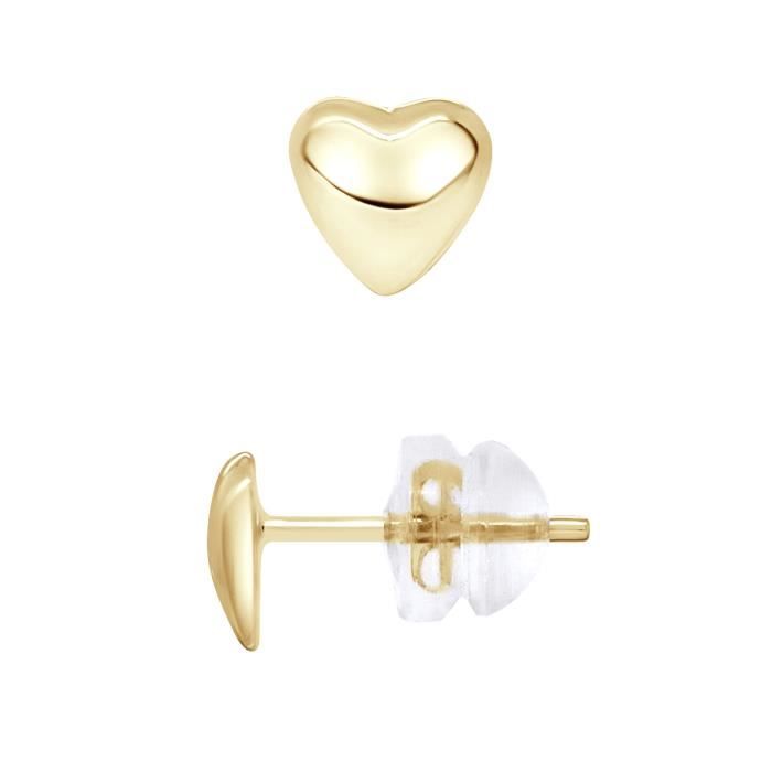 Earrings - LÉA &; ARTHUR - DOMED HEART - 375 Yellow Gold - SILICONOR Stroller System - Child