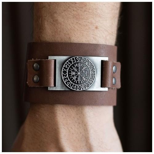 Something Different Leather Viking Compass Bracelet