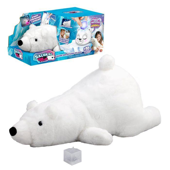 Interactive Plush Polar Bear - Bizak - Color-Changing Nose - Ice Cube Included - 18.7x21.5x40 Cm - White