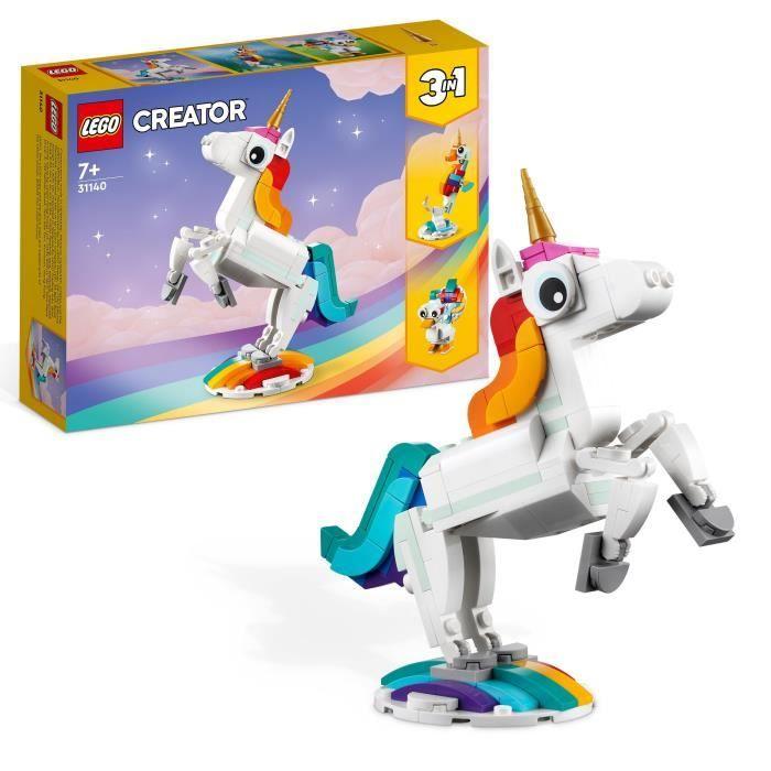LEGO® Creator 3-in-1 31140 Magical Unicorn, Seahorse and Peacock Toy, Animal Figures