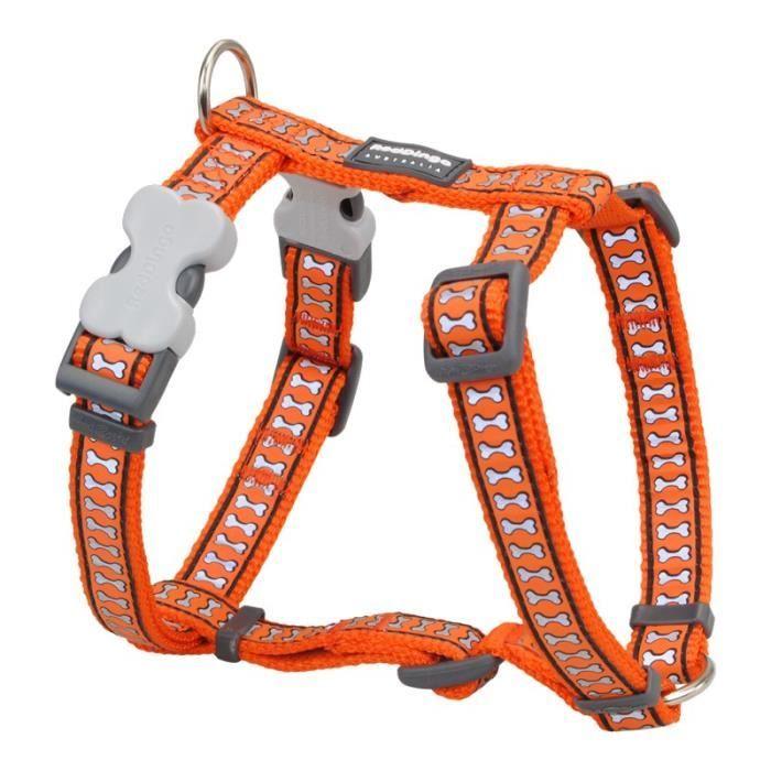 Reflective Dog Harness - Red Dingo - Orange - Size S - Secure - Durable