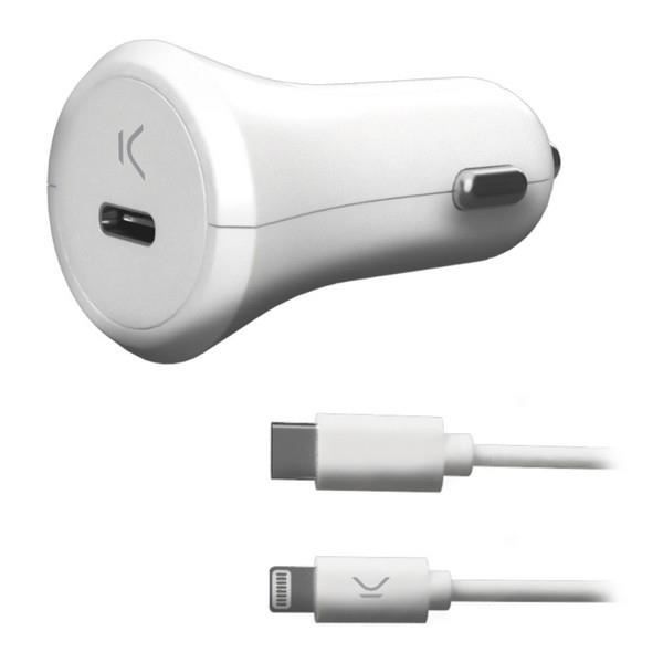 KSIX MFI 18W WHITE USB CAR CHARGER