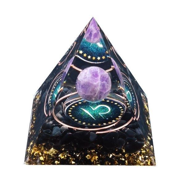 Pyramid Orgonite Libra and Amethyst Constellation Zodiac Libra