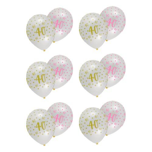 Creative Party Latex 40th Birthday Balloons (Pack of 6)