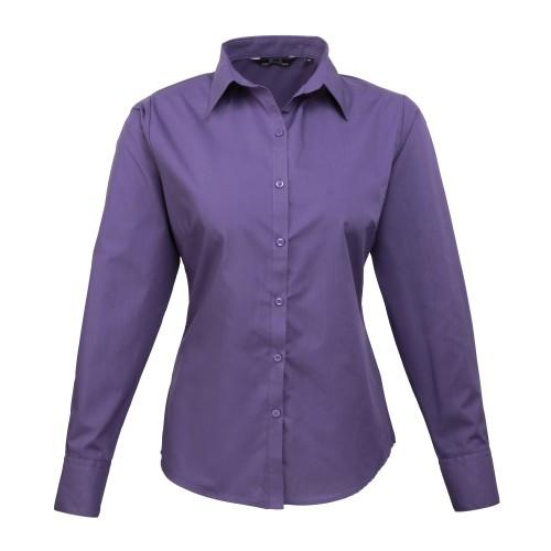 Premier Womens/Ladies Poplin Long-Sleeved Blouse