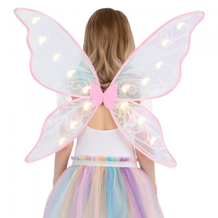 Smiffys Girls Light Up Iridescent LED Fairy Wings (Batteries Included)