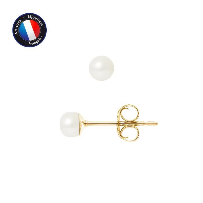 Earrings - PERLINEA - Genuine Cultured Pearls - 9 Ct Yellow Gold - 4-5 Mm - AAA+