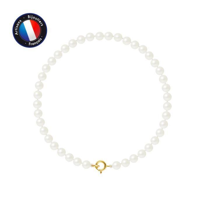 Bracelet - PERLINEA - Freshwater Cultured Pearls 4-5 Mm - Yellow Gold - Length 18 Cm - AAA+ Quality