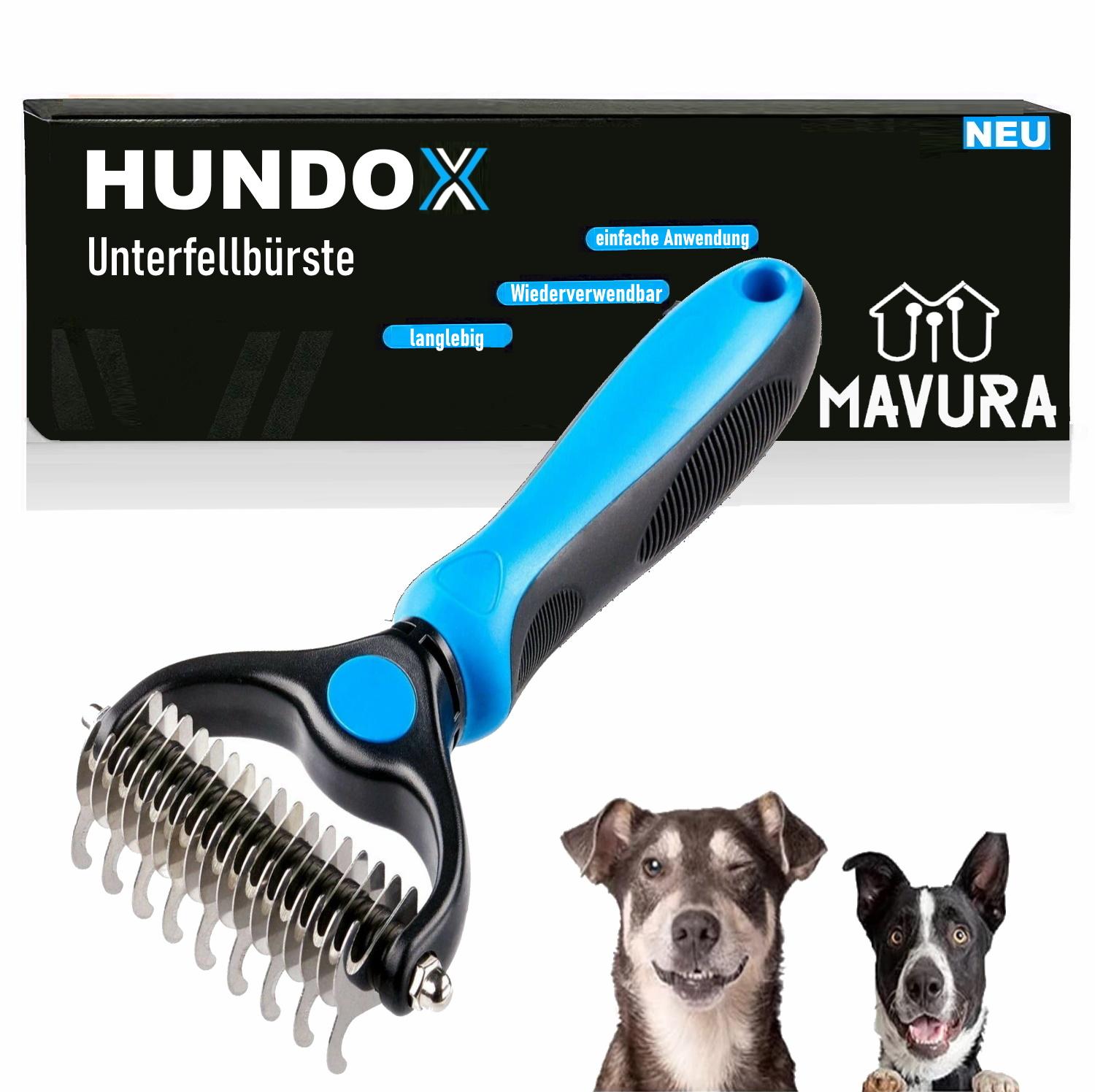 HUNDOX Undercoat Brush Blue Dematting Grooming Dogs Cats Undercoat Fur
