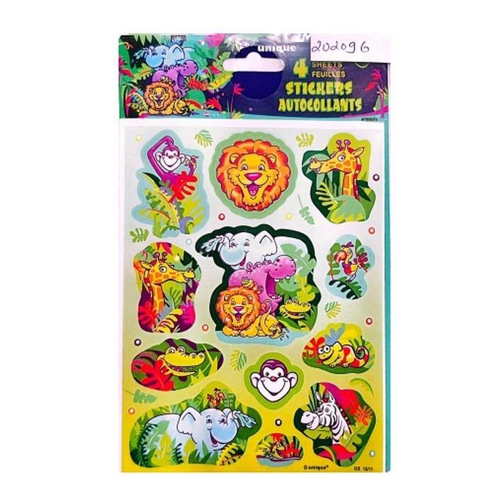 Unique Party Animals Sticker Sheet (Pack of 4)