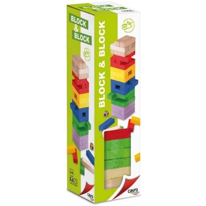 Cayro Block& Colorful Wooden Towers Skill Games;block - Multicolored - 7x24x7 Cm