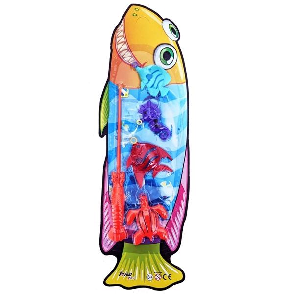 Angling Kit Rod with Line and Aquatic Animals