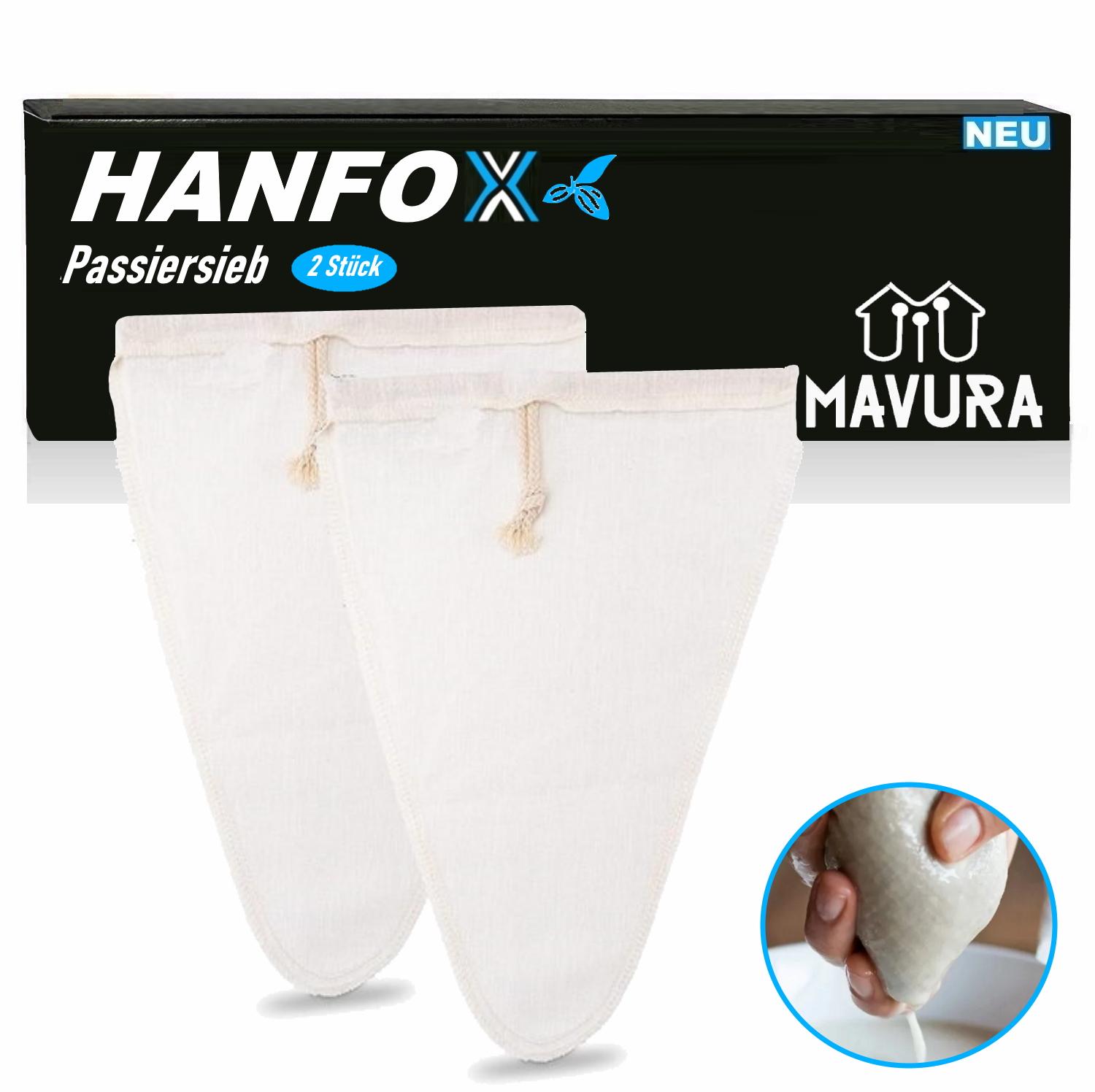 HANFOX Hemp Nut Milk Bag Strainer Cloth Cheesecloth Filter Cloth [Set of 2]