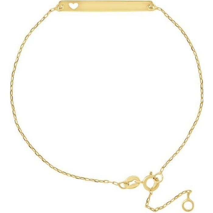 Children's Bracelet - LÉA &; ARTHUR - Openwork Heart Bracelet - 375 Yellow Gold - Forçat Link - 16-19 Cm