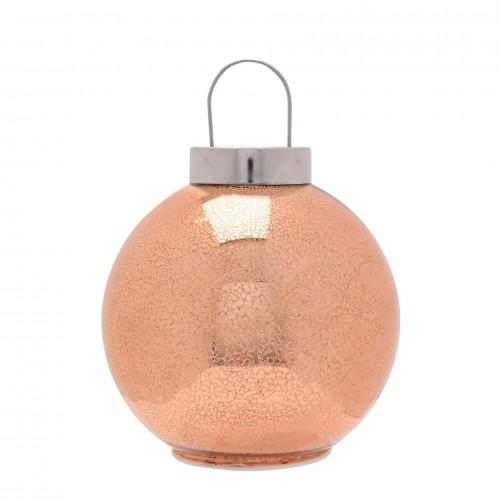 Rose Champagne Mercury Glass LED Fairy Light Bauble Ornament - 20cm
