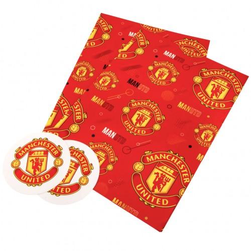Manchester United FC Text Gift Wrap Sheets (Pack of 2)