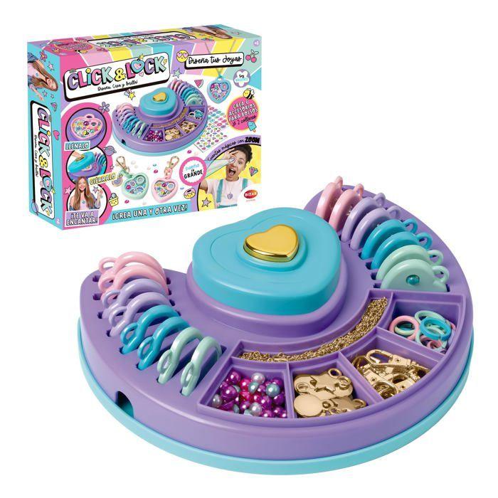 Jewelry Making Kit - Bizak - Click & Lock - 8 Pieces - Pearlescent Beads - Stickers - Chains for Necklace