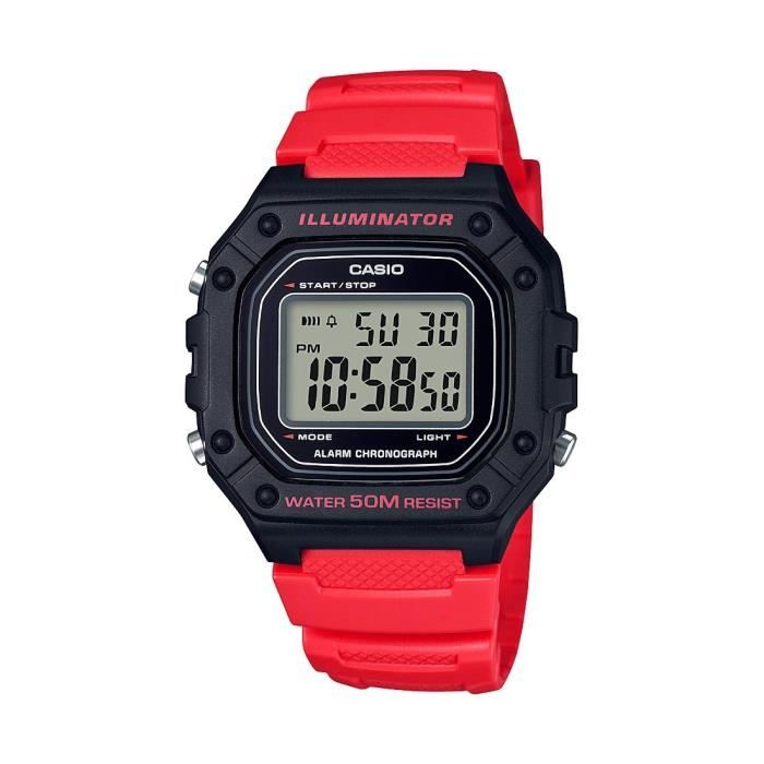 CASIO Sports Watch W-218H-4BVEF - Men's - Red - 5 Bars